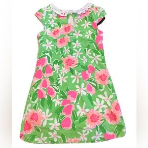 Girls Lilly Pulitzer size 14 green dress with pink flowers